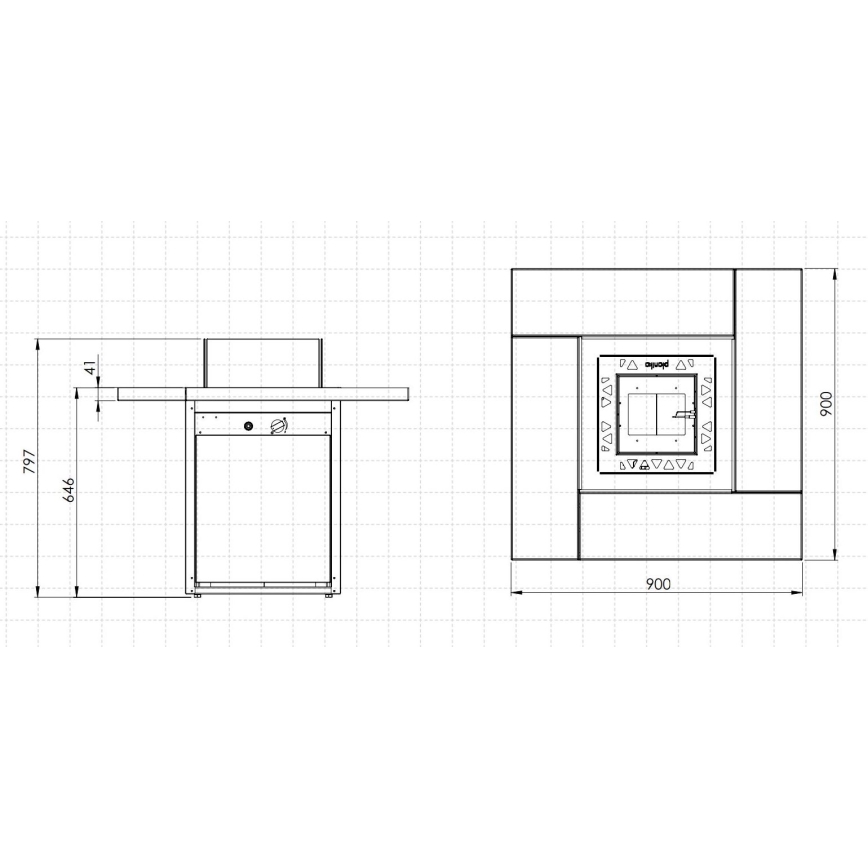 Planika - Cheminée à gaz d'extérieur 79,7x90 cm 10kW 1xAAA noir + housse de protection