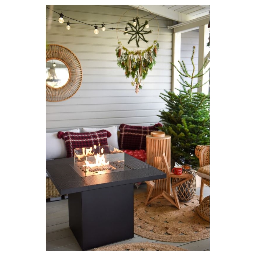 Planika - Buiten gas haard 79,7x90 cm 10kW 1xAAA zwart + beschermende hoes