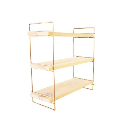 Plank organisator 45x40 cm goud/bruin