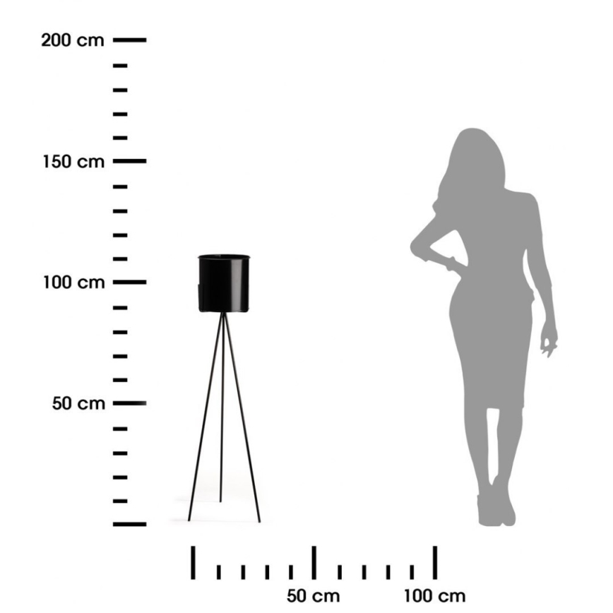 Plantenstandaard TRIPOD 110x25 cm zwart