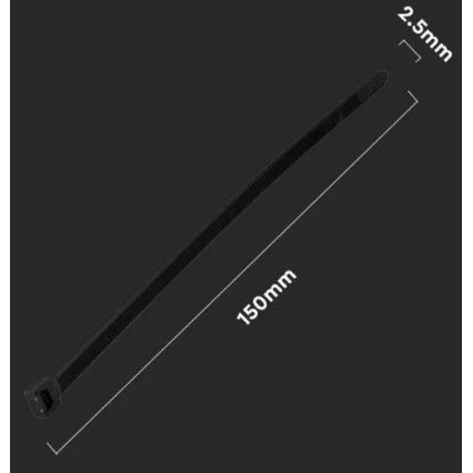 Plastic Banden met Sluiting 2,5x150mm 100pcs zwart