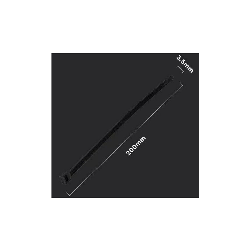 Plastic Banden met Sluiting 3,5x200mm 100pcs zwart