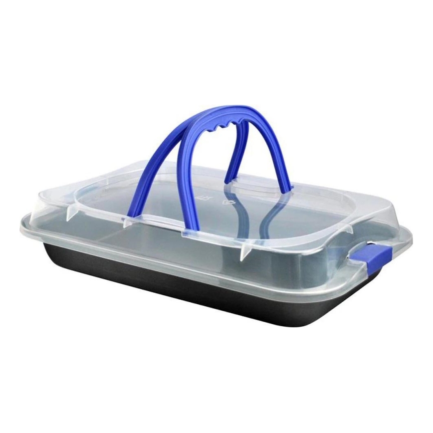 Plat à four avec couvercle TORO 42 x 3,8 x 29 cm noir/bleu