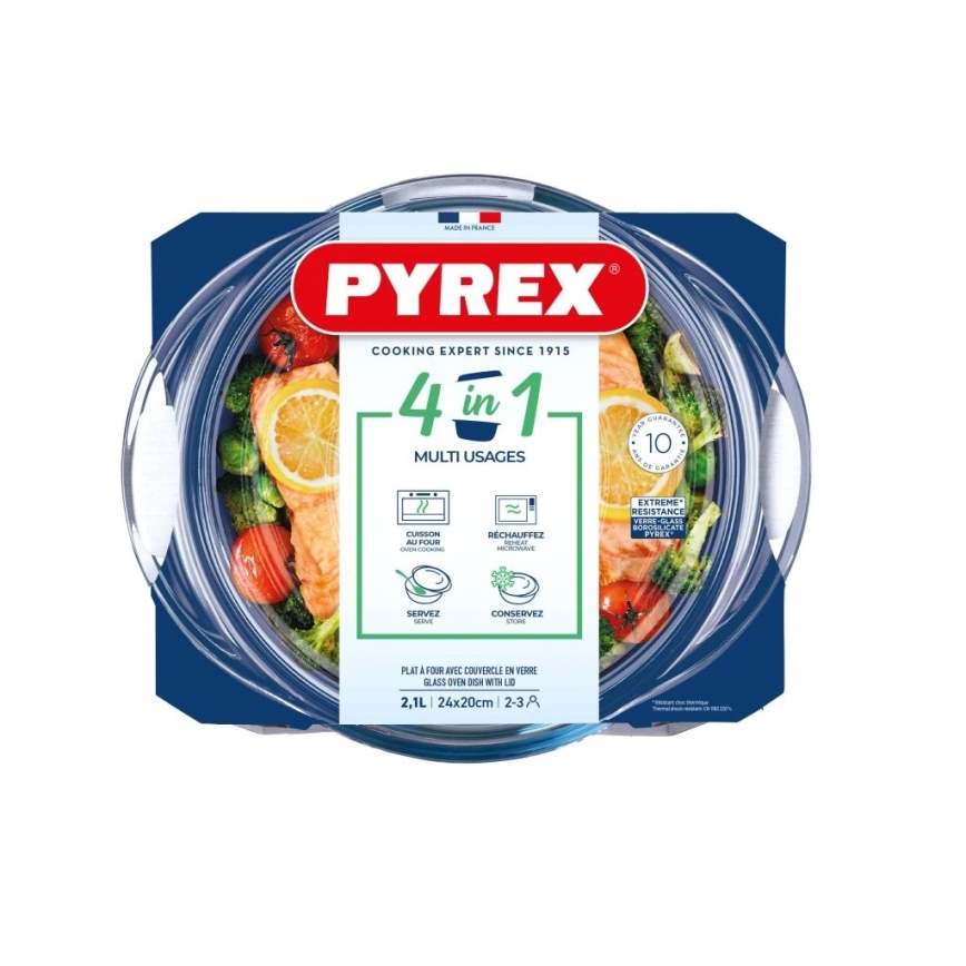 Plat allant au four PYREX 2,1 l avec couvercle