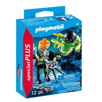 Playmobil - Bouwset voor kinderen met agent met drone 12 stuks