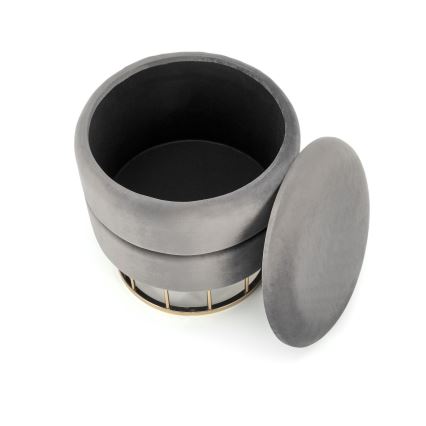 Poef MINTY Ø 37 cm grijs/goud