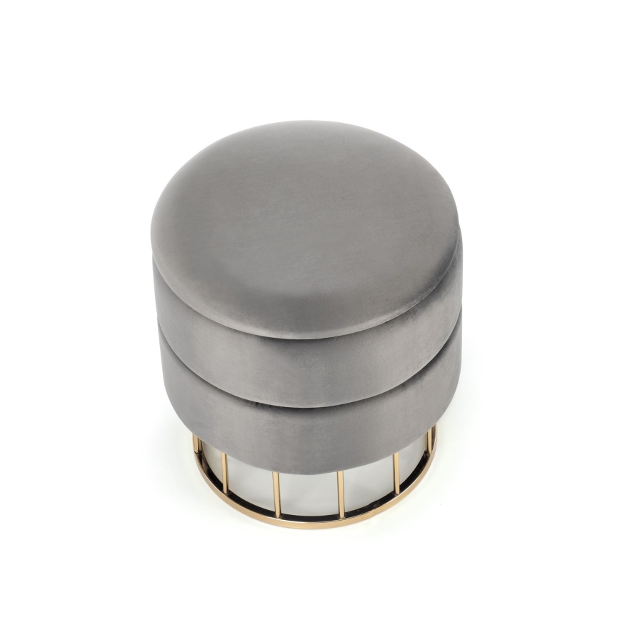 Poef MINTY Ø 37 cm grijs/goud