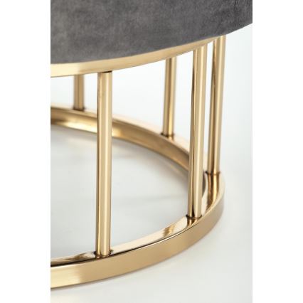 Poef MINTY Ø 37 cm grijs/goud