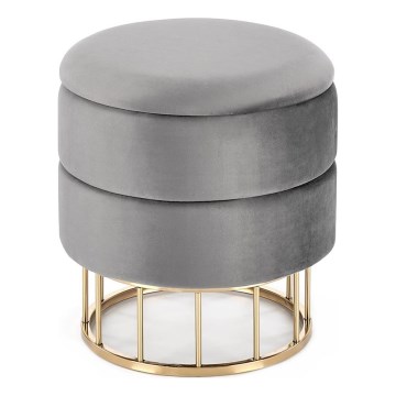 Poef MINTY Ø 37 cm grijs/goud