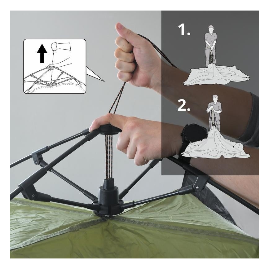 Pop-up tent voor 3-4 personen PU 3000 mm groen