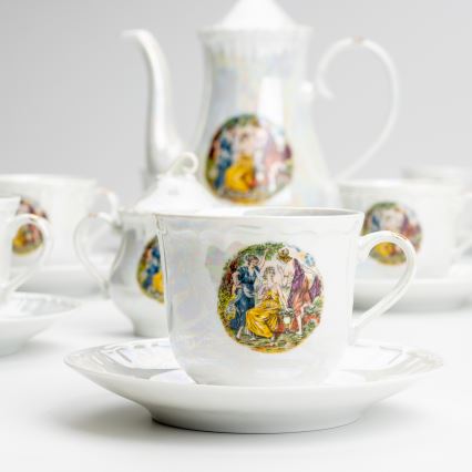 Porselein Thee set parelmoer wit