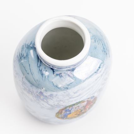 Porselein vaas 12,5x9 cm parelmoer blauw genaden
