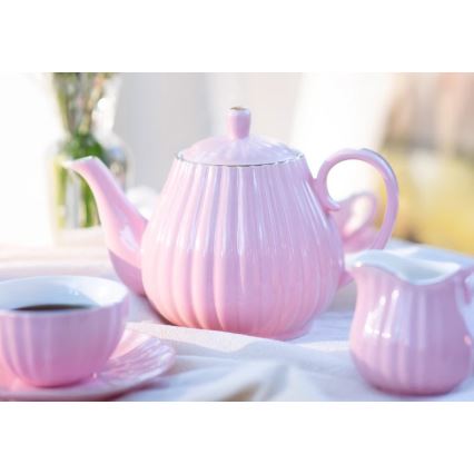 Porseleinen koffieservies 15-delig roze
