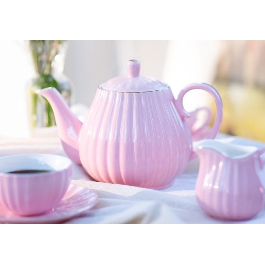 Porseleinen koffieservies 15-delig roze