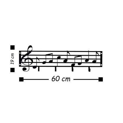 Porte-manteau 60x19 cm notes métal