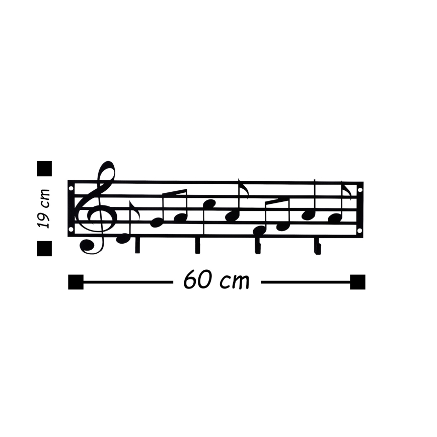 Porte-manteau 60x19 cm notes métal