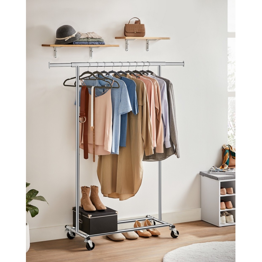 Porte-manteau mobile LINEA, finition argentée