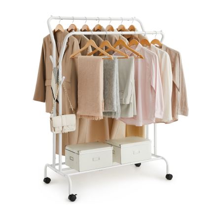 Porte-manteau mobile sur pied LINEA blanc