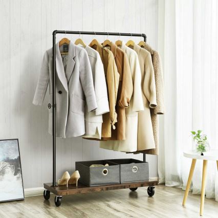 Porte-manteau mobile sur roulettes LINEA marron/noir