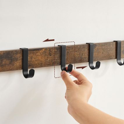 Porte-manteau mural avec étagère NATE marron/noir