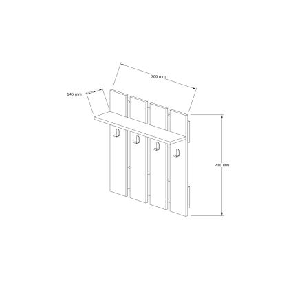 Porte-manteau mural MITA 70x70 cm anthracite/marron