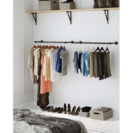 Porte-manteau mural pour cintres LINEA 92x7x30 cm noir