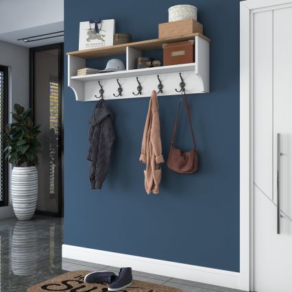 Porte-manteau mural RANI 120x37x22 cm blanc/beige
