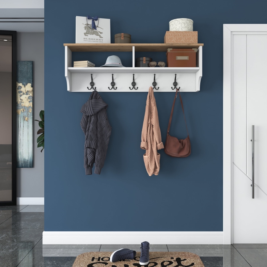Porte-manteau mural RANI 120x37x22 cm blanc/beige