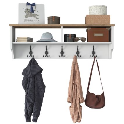 Porte-manteau mural RANI 120x37x22 cm blanc/beige
