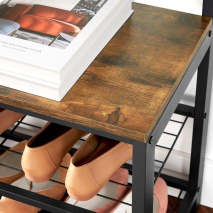 Porte-manteau sur pied avec miroir NAVOR marron/noir