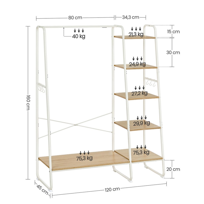 Porte-manteau sur pied LINEA, blanc/marron