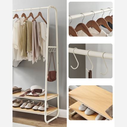 Porte-manteau sur pied LINEA blanc/marron