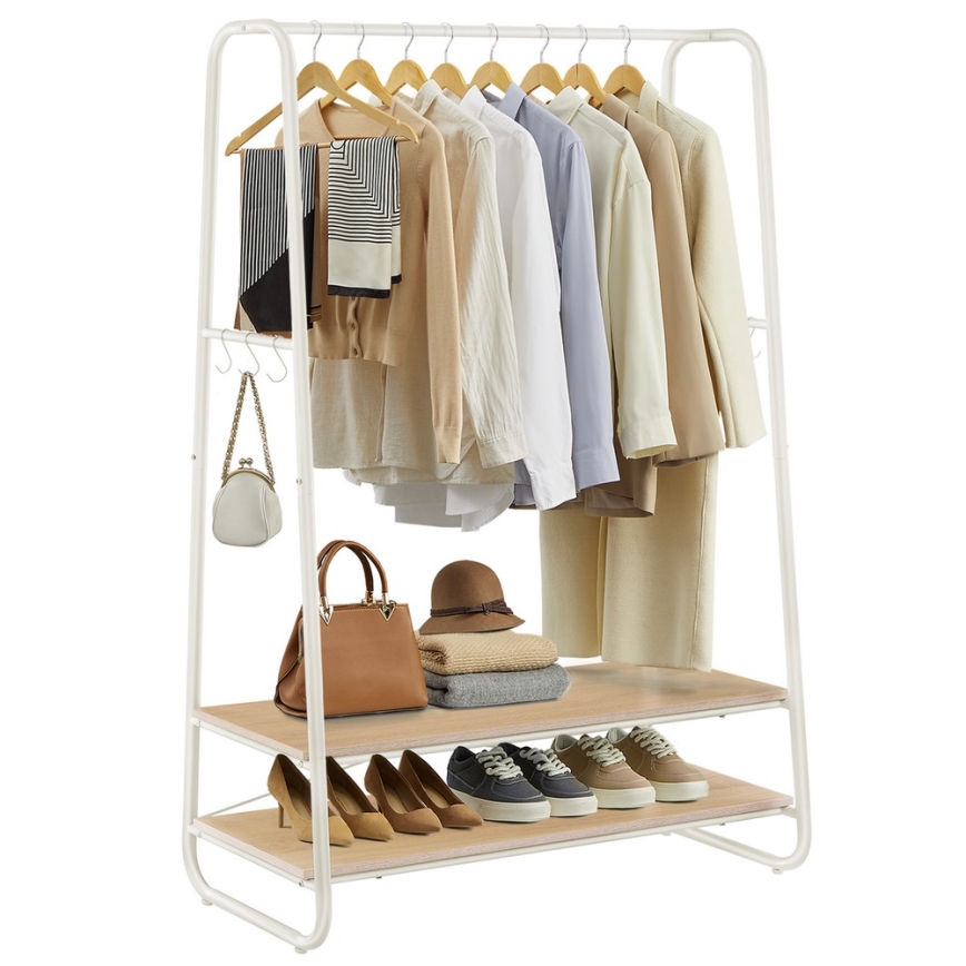 Porte-manteau sur pied LINEA blanc/marron