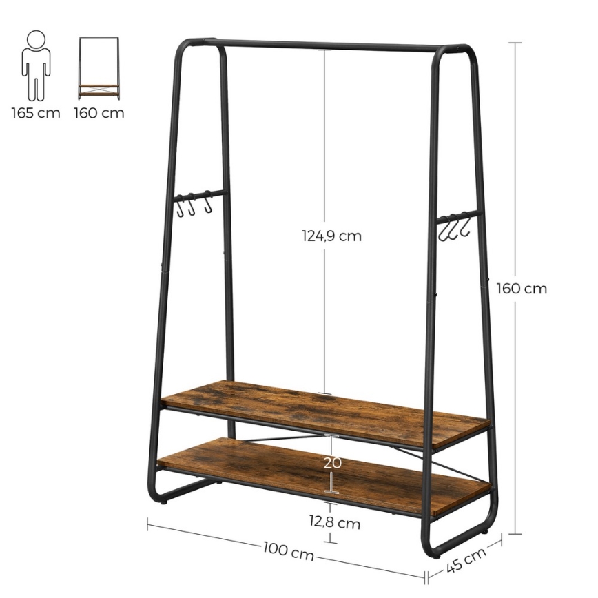 Porte-manteau sur pied LINEA marron/noir