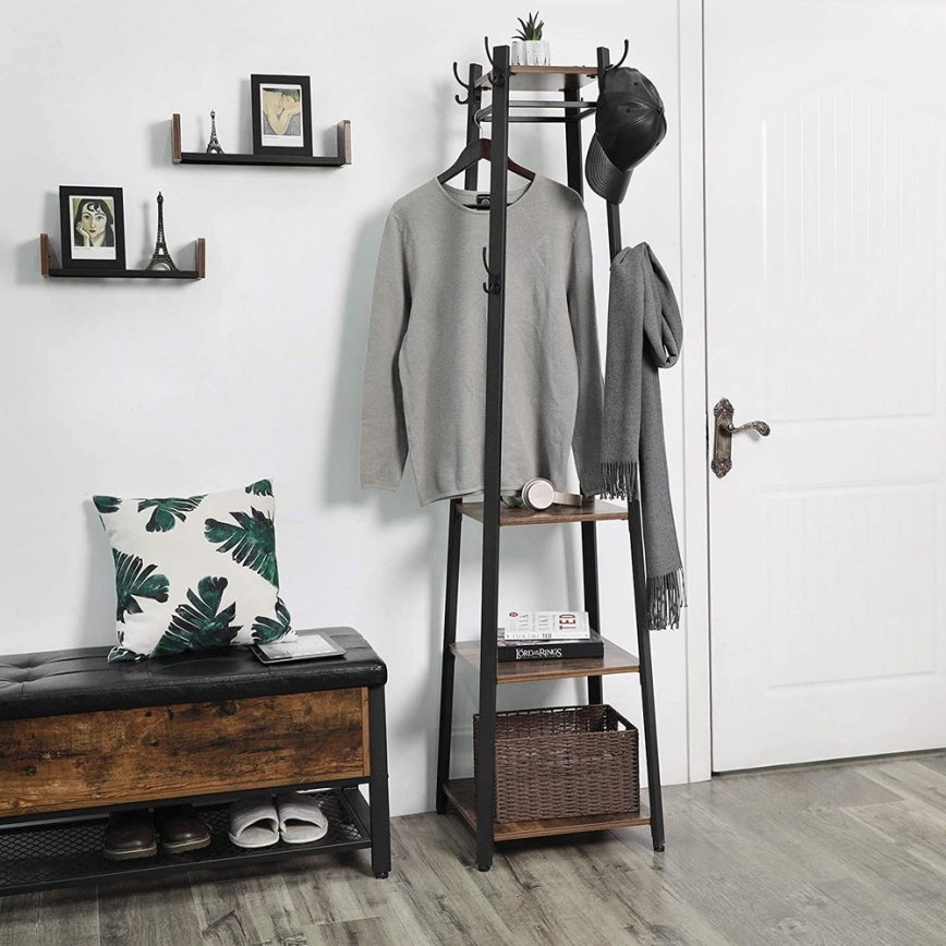 Porte-manteau sur pied LINEA noir/marron