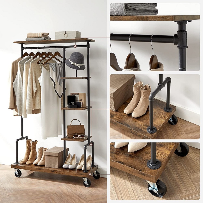 Porte-manteau sur pied mobile LINEA marron/noir