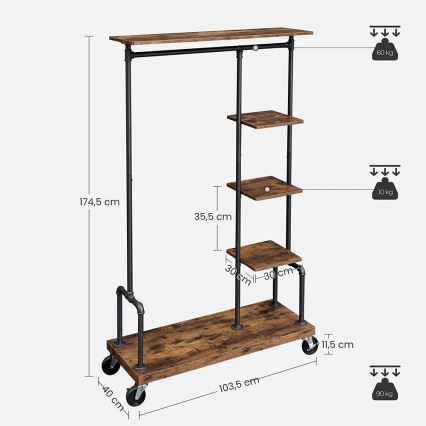Porte-manteau sur pied mobile LINEA marron/noir