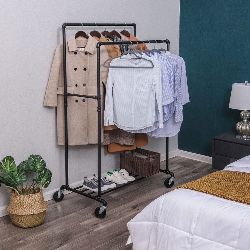 Porte-manteau sur pied mobile LINEA noir