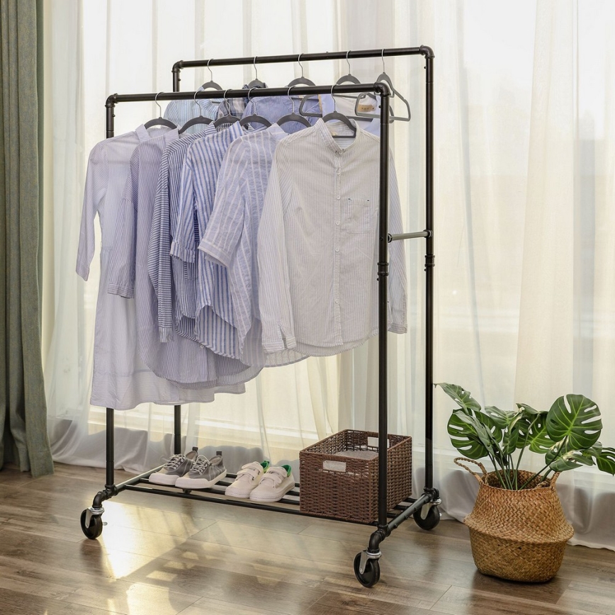 Porte-manteau sur pied mobile LINEA noir