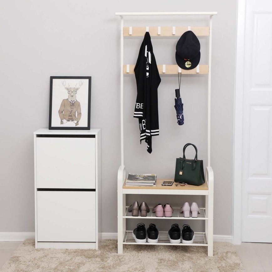 Porte-manteau sur pied NAVOR marron/blanc