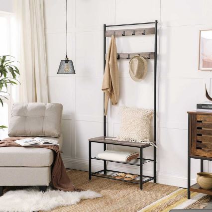 Porte-manteau sur pied NAVOR marron/noir