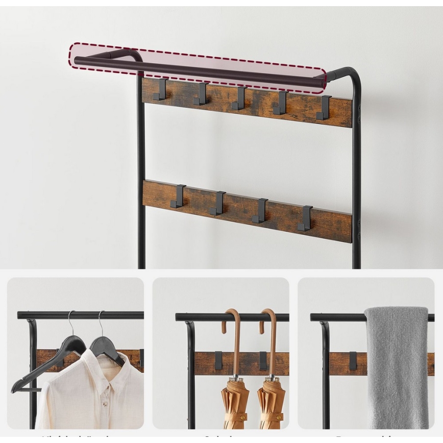 Porte-manteau sur pied NAVOR marron/noir