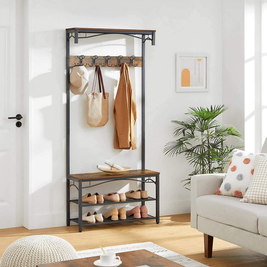 Porte-manteau sur pied NAVOR marron/noir