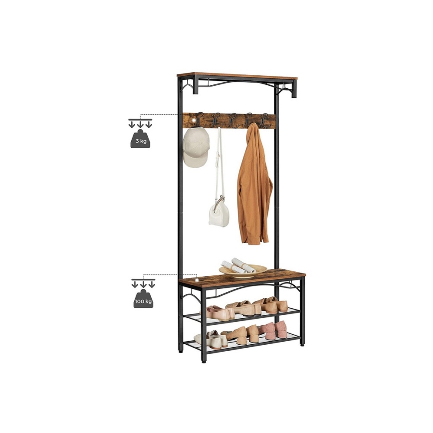 Porte-manteau sur pied NAVOR marron/noir