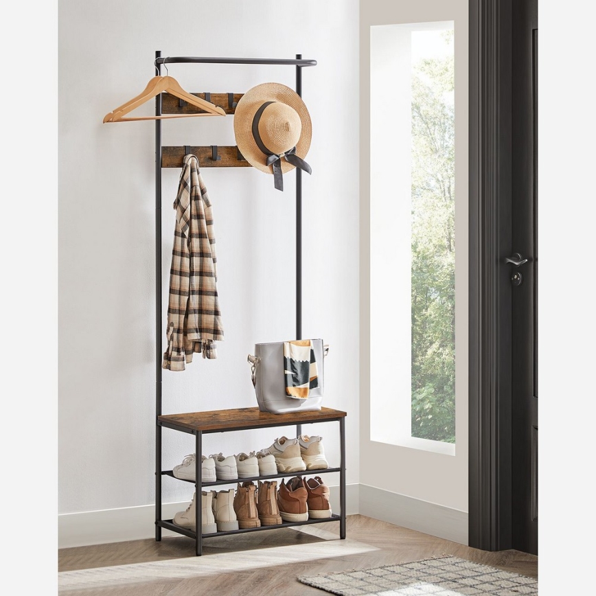 Porte-manteau sur pied NAVOR marron/noir