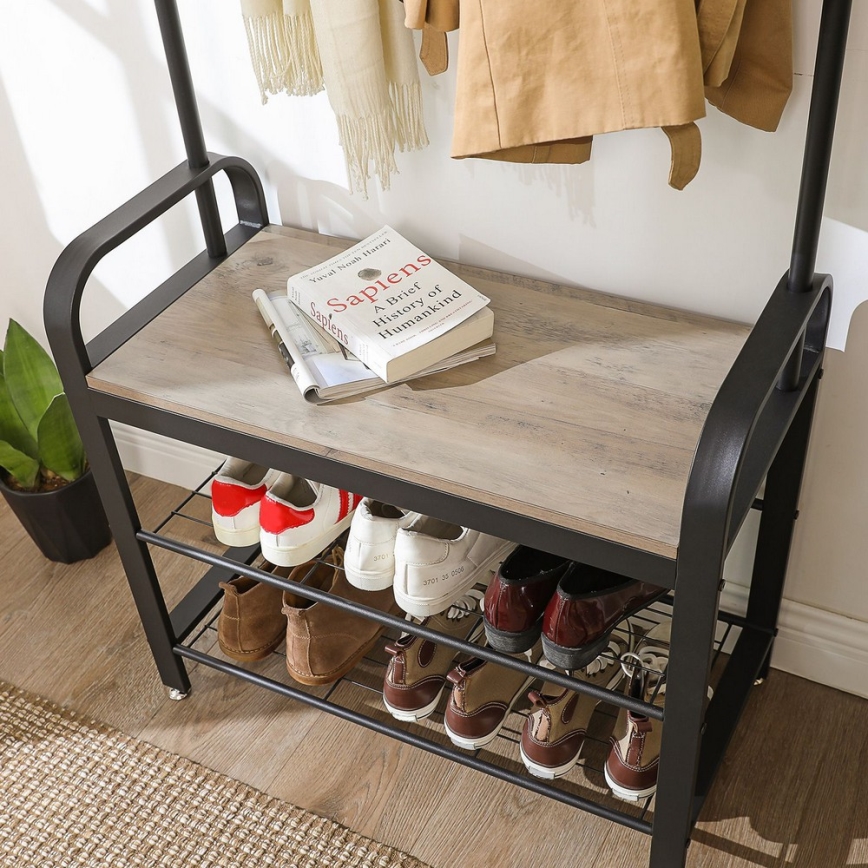 Porte-manteau sur pied NAVOR marron/noir