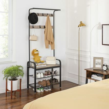Porte-manteau sur pied NAVOR marron/noir