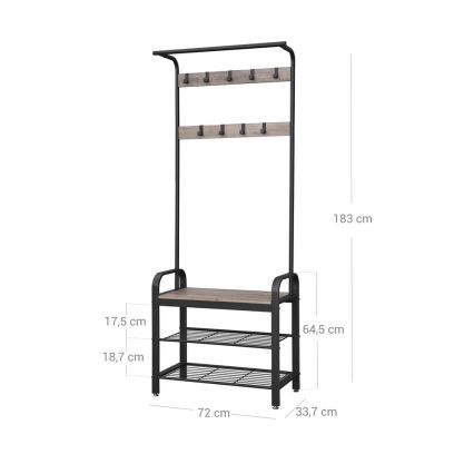 Porte-manteau sur pied NAVOR marron/noir