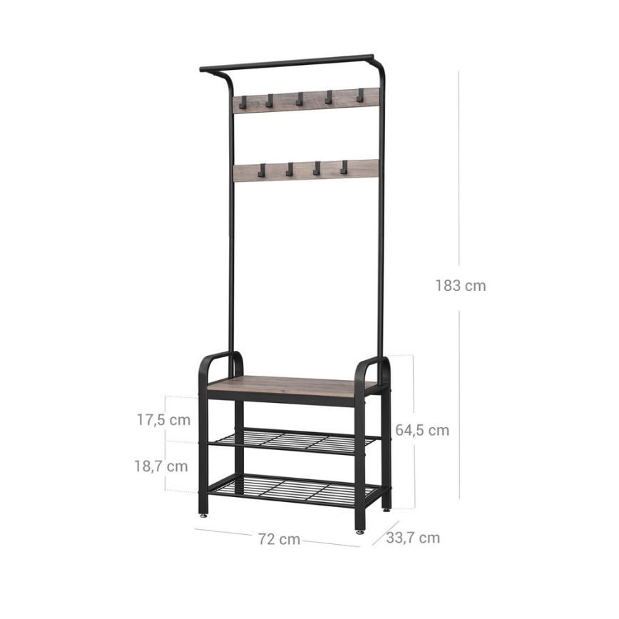 Porte-manteau sur pied NAVOR marron/noir