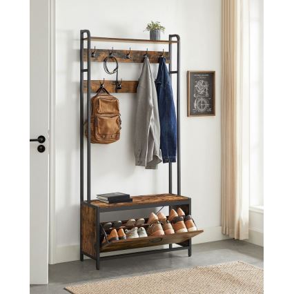 Porte-manteau sur pied NAVOR marron/noir